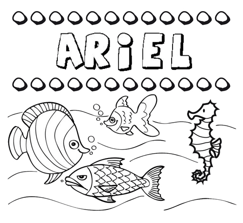 Dibujos de los nombres. Nombre Ariel para pintar, colorear e imprimir