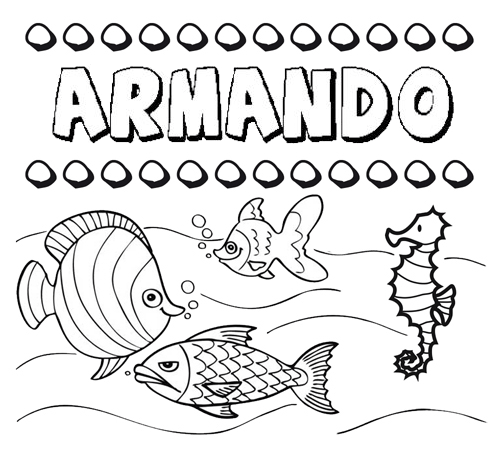 Dibujos de los nombres. Nombre Armando para pintar, colorear e imprimir
