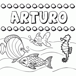 Dibujos de los nombres. Nombre Arturo para pintar, colorear e imprimir