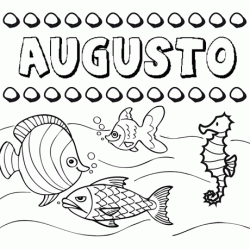 Dibujos de los nombres. Nombre Augusto para pintar, colorear e imprimir