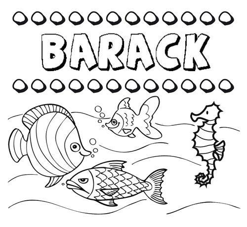 Dibujos de los nombres. Nombre Barack para pintar, colorear e imprimir
