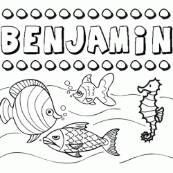 Dibujos de los nombres. Nombre Benjamín para pintar, colorear e imprimir