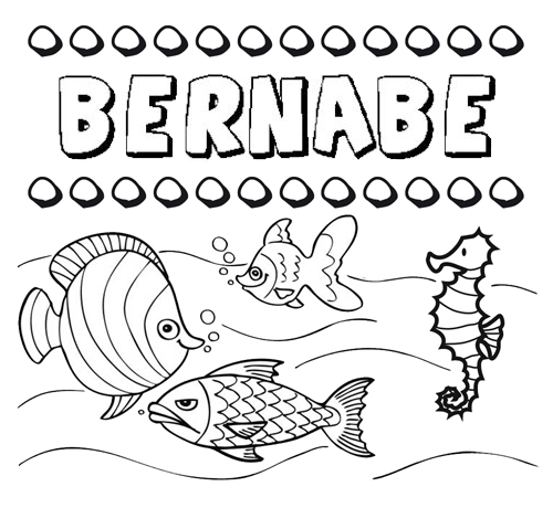 Dibujos de los nombres. Nombre Bernabé para pintar, colorear e imprimir
