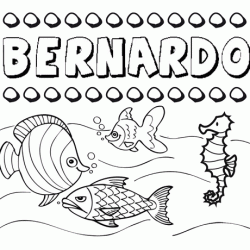 Dibujos de los nombres. Nombre Bernardo para pintar, colorear e imprimir