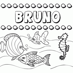 Dibujos de los nombres. Nombre Bruno para pintar, colorear e imprimir