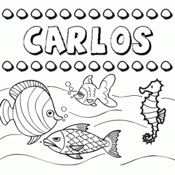 Dibujos de los nombres. Nombre Carlos para pintar, colorear e imprimir