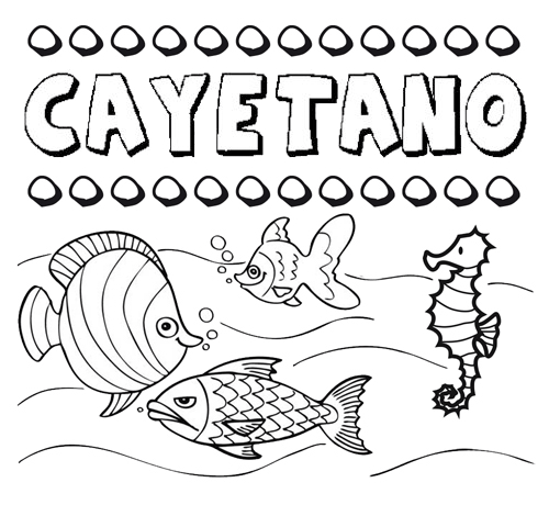 Dibujos de los nombres. Nombre Cayetano para pintar, colorear e imprimir