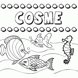Dibujos de los nombres. Nombre Cosme para pintar, colorear e imprimir
