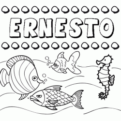 Dibujos de los nombres. Nombre Ernesto para pintar, colorear e imprimir