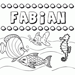 Dibujos de los nombres. Nombre Fabián para pintar, colorear e imprimir