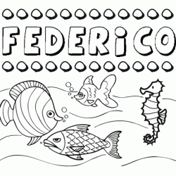 Dibujos de los nombres. Nombre Federico para pintar, colorear e imprimir