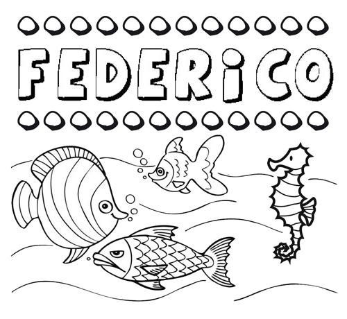 Dibujos de los nombres. Nombre Federico para pintar, colorear e imprimir