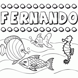 Dibujos de los nombres. Nombre Fernando para pintar, colorear e imprimir