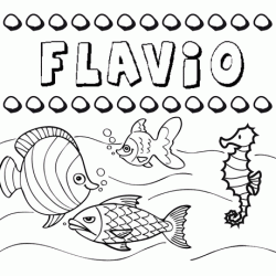 Dibujos de los nombres. Nombre Flavio para pintar, colorear e imprimir