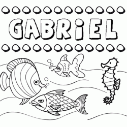 Dibujos de los nombres. Nombre Gabriel para pintar, colorear e imprimir