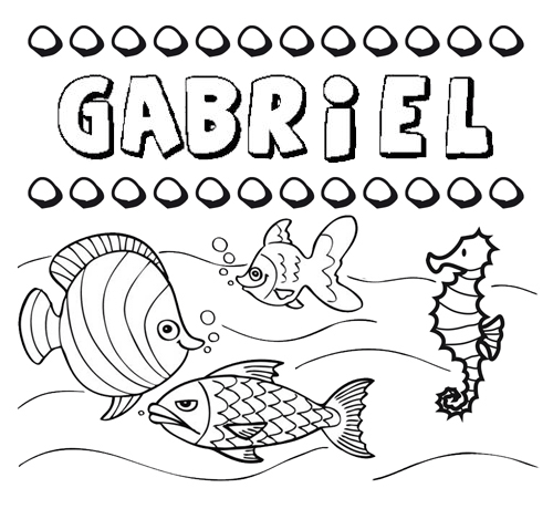 Dibujos de los nombres. Nombre Gabriel para pintar, colorear e imprimir