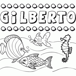 Dibujos de los nombres. Nombre Gilberto para pintar, colorear e imprimir