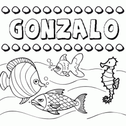 Dibujos de los nombres. Nombre Gonzalo para pintar, colorear e imprimir