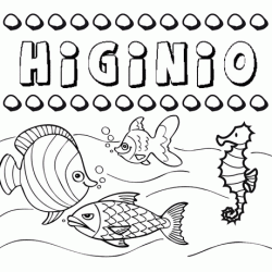 Dibujos de los nombres. Nombre Higinio para pintar, colorear e imprimir