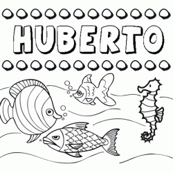 Dibujos de los nombres. Nombre Huberto para pintar, colorear e imprimir