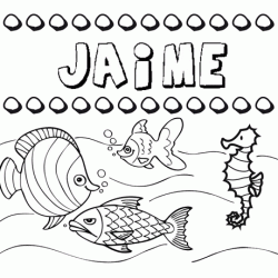 Dibujos de los nombres. Nombre Jaime para pintar, colorear e imprimir