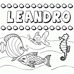 Dibujos de los nombres. Nombre Leandro para pintar, colorear e imprimir