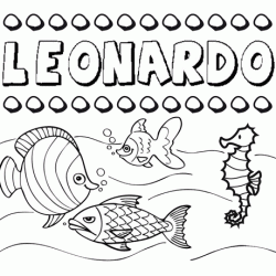 Dibujos de los nombres. Nombre Leonardo para pintar, colorear e imprimir