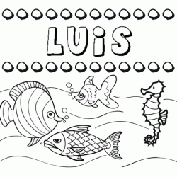 Dibujos de los nombres. Nombre Luis para pintar, colorear e imprimir