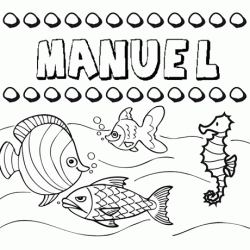 Dibujos de los nombres. Nombre Manuel para pintar, colorear e imprimir