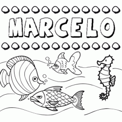 Dibujos de los nombres. Nombre Marcelo para pintar, colorear e imprimir