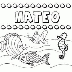 Dibujos de los nombres. Nombre Mateo para pintar, colorear e imprimir