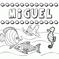 Dibujos de los nombres. Nombre Miguel para pintar, colorear e imprimir