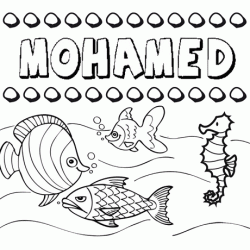 Dibujos de los nombres. Nombre Mohamed para pintar, colorear e imprimir