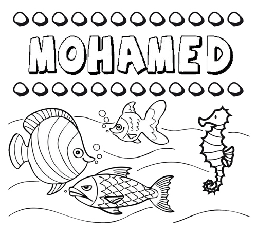 Dibujos de los nombres. Nombre Mohamed para pintar, colorear e imprimir