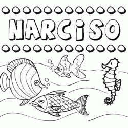 Dibujos de los nombres. Nombre Narciso para pintar, colorear e imprimir