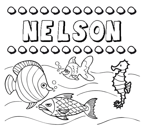 Dibujos de los nombres. Nombre Nelson para pintar, colorear e imprimir