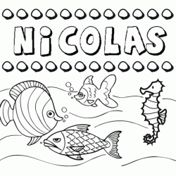 Dibujos de los nombres. Nombre Nicolás para pintar, colorear e imprimir