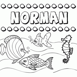 Dibujos de los nombres. Nombre Norman para pintar, colorear e imprimir