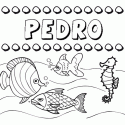 Dibujos de los nombres. Nombre Pedro para pintar, colorear e imprimir