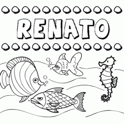 Dibujos de los nombres. Nombre Renato para pintar, colorear e imprimir