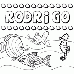 Dibujos de los nombres. Nombre Rodrigo para pintar, colorear e imprimir