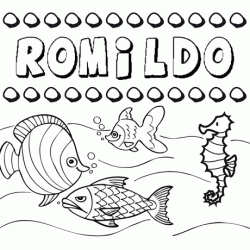 Dibujos de los nombres. Nombre Romildo para pintar, colorear e imprimir