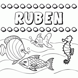 Dibujos de los nombres. Nombre Rubén para pintar, colorear e imprimir