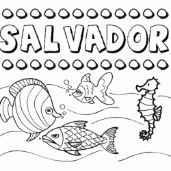 Dibujos de los nombres. Nombre Salvador para pintar, colorear e imprimir