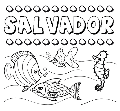 Dibujos de los nombres. Nombre Salvador para pintar, colorear e imprimir