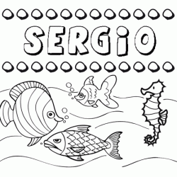 Dibujos de los nombres. Nombre Sergio para pintar, colorear e imprimir