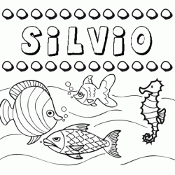 Dibujos de los nombres. Nombre Silvio para pintar, colorear e imprimir