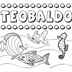 Dibujos de los nombres. Nombre Teobaldo para pintar, colorear e imprimir