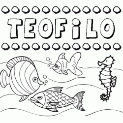 Dibujos de los nombres. Nombre Teófilo para pintar, colorear e imprimir