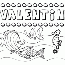 Dibujos de los nombres. Nombre Valentín para pintar, colorear e imprimir